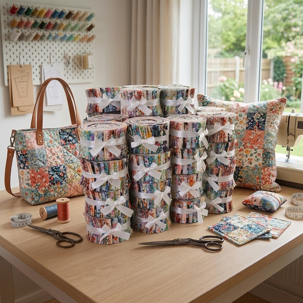 Pre-cut Floral Fabric Squares & Strips, 4"x4" (10x10cm) & 2.36"x20" (6x50cm), Random Colors. Perfect for Quilting, Patchwork
